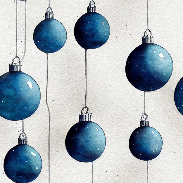 Blauwe kerstversiering. Naadloos terugkeerpatroon. Vintage motief. Digitale kunst