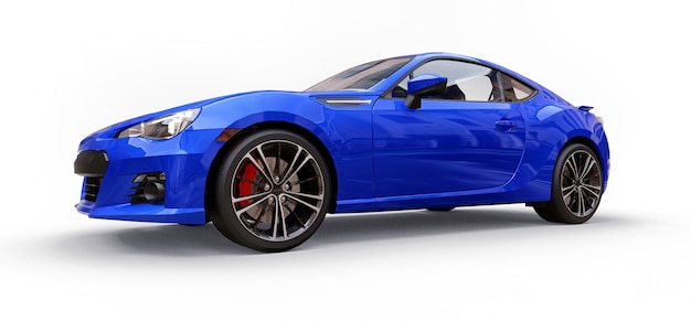 Blauwe kleine sportwagencoupé. 3D-rendering.