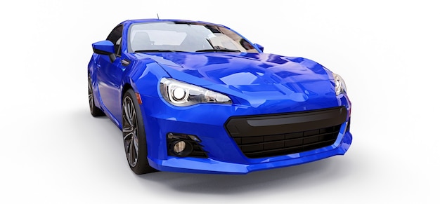 Blauwe kleine sportwagencoupé. 3D-rendering.