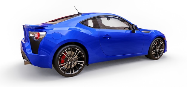 Blauwe kleine sportwagencoupé. 3D-rendering.