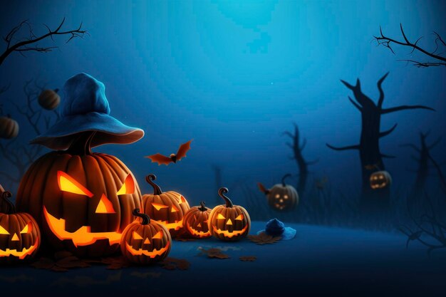 Blauwe kleur halloween groeten achtergrond