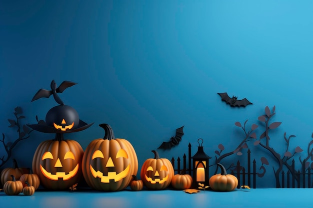 Blauwe kleur halloween groeten achtergrond