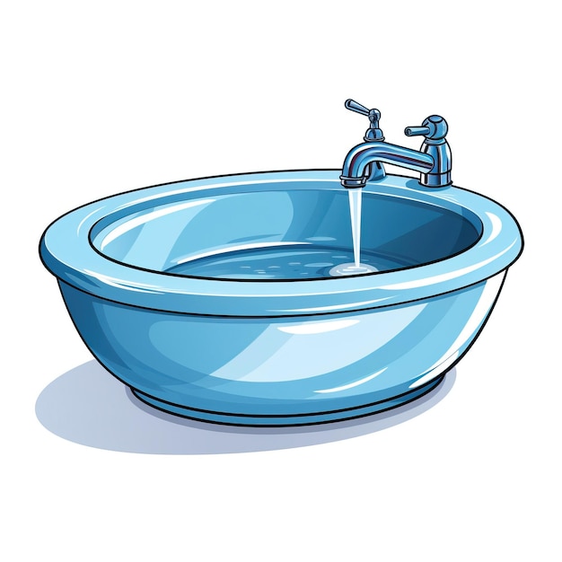 Blauwe kleur Sink cartoon vector witte achtergrond geïsoleerd