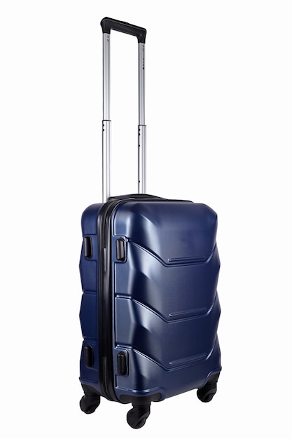 Blauwe koffer geïsoleerd op wit