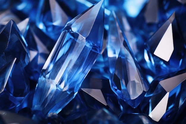 Blauwe kristallen steen, rotsen, edelstenen, natuur, genereer Ai.