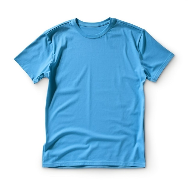 Blauwe Lege T-shirt Mockup Geïsoleerde Foto AI Gegenereerd