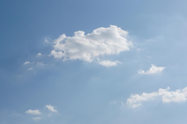 Blauwe lucht met pluizige witte wolken die constant van vorm veranderen