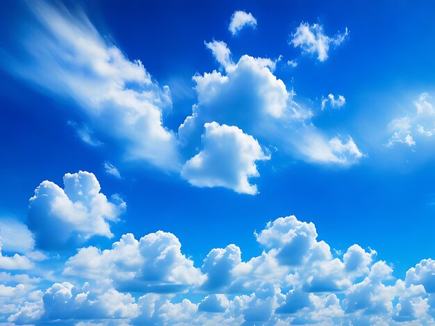 Blauwe lucht met verspreide wolken