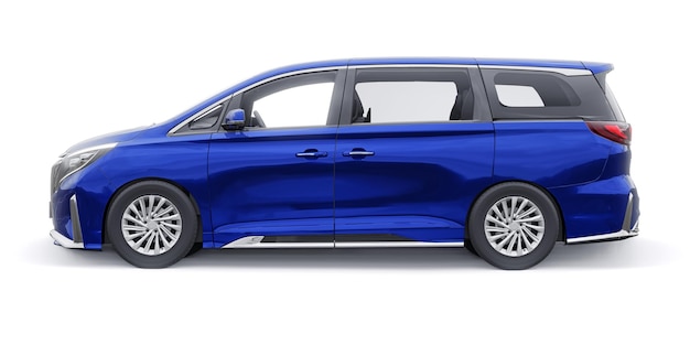 Blauwe minibus gezinsauto Premium Business Car 3D illustratie