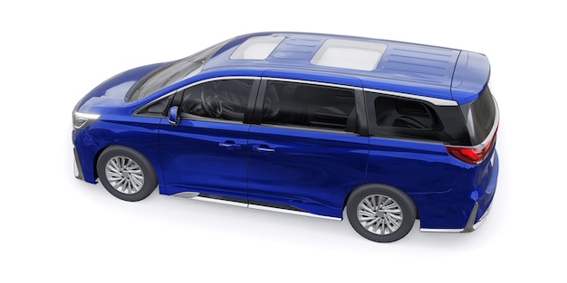 Blauwe minibus gezinsauto Premium Business Car 3D illustratie