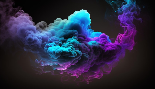 Blauwe neonwolk van rook Generatieve AI