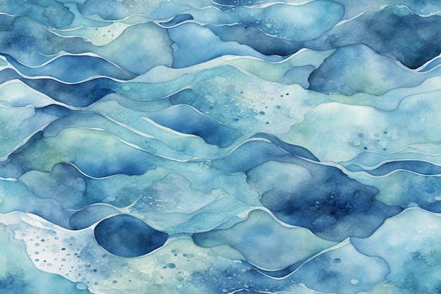 Blauwe Oasis waterverf textuur en abstracte patronen