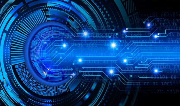 Blauwe oog cyber kring toekomstige technologie concept achtergrond