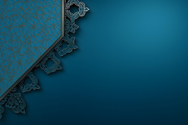 blauwe platte achtergrond met islamitisch ornament