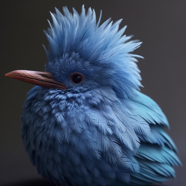 Blauwe pluizige realistische vogel