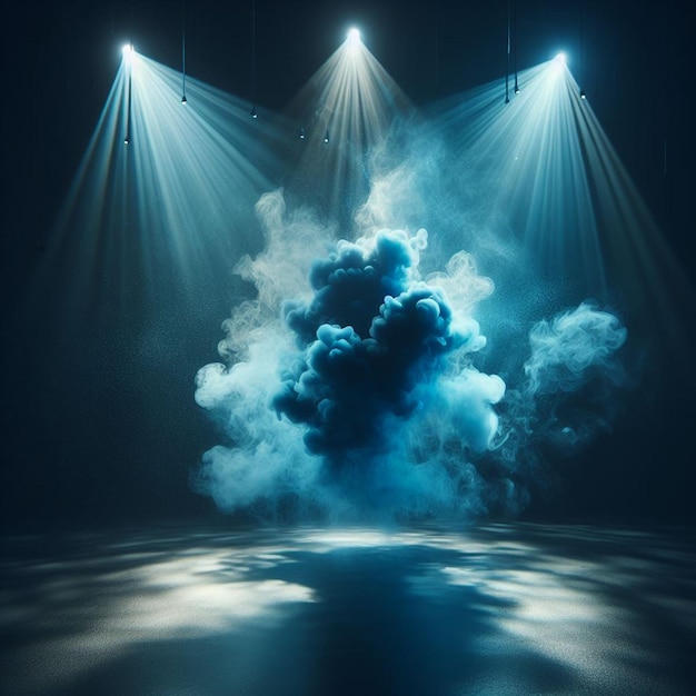 Blauwe rook in een verlichte studio op een zwarte achtergrond