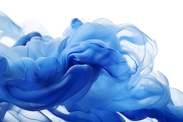 blauwe rook waterverf abstracte blauwe vloeistof acrylkleuren en inkt in water geïsoleerd op witte en transparante achtergrond ai genereren