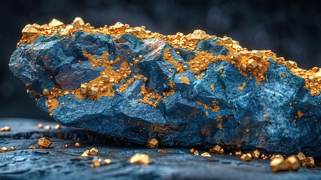 Blauwe rots met gouden vlokken