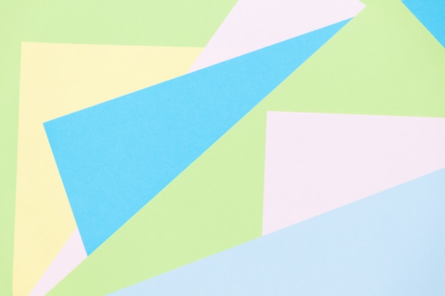 Blauwe, roze, groene pastel kleur papier geometrische plat lag achtergrond. Kopieer ruimte.