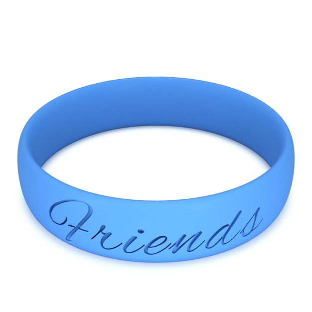 Foto blauwe rubberen plastic rekbare vriendenarmband