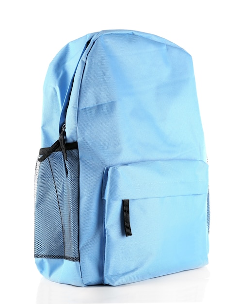 Blauwe schooltas, op wit