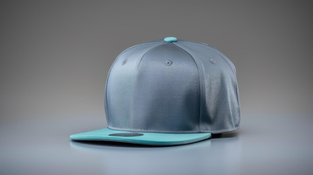 Blauwe snapback op een grijze achtergrond mock up design