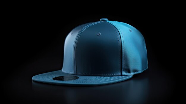 Blauwe snapback op een zwarte achtergrond mock up design