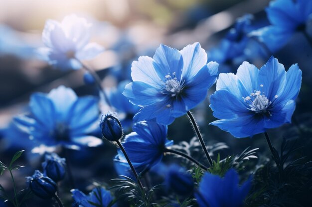 Blauwe symfonie Een close-up van prachtige wilde bloemen
