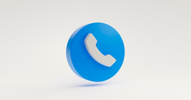 Blauwe telefoon contact communicatie informatie praten pictogram symbool teken website element concept illustratie op witte achtergrond 3D-rendering