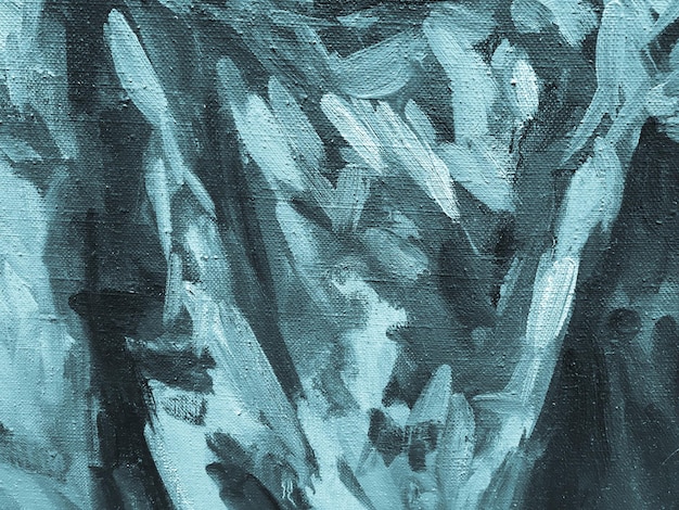 Blauwe textuur heldere veren verf verf aanbrengen op canvas de creatie van het schilderij van de kunstenaar