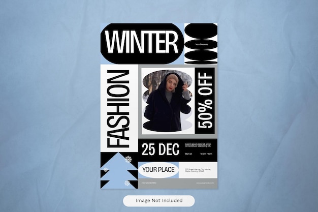 Blauwe utilitaire wintermode social media flyer