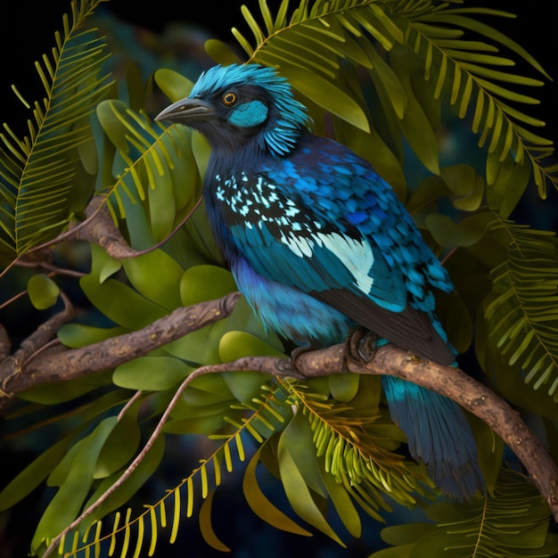 Blauwe vogel in de natuurillustratie