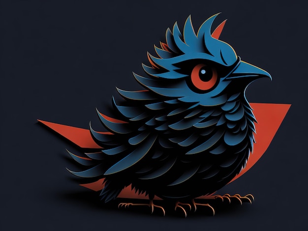 blauwe vogel met rode ogen vectorillustratie