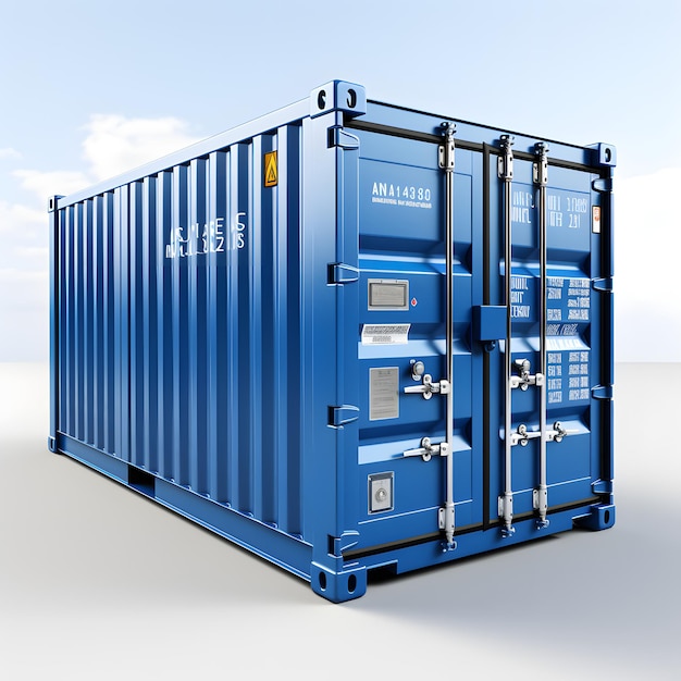 Blauwe vrachtcontainer Witte BBackground