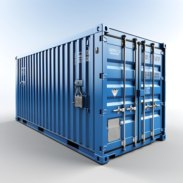 Blauwe vrachtcontainer Witte BBackground