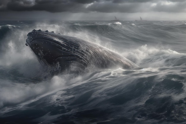 Blauwe walvis of blauwe vinwalvis die over de zee springt