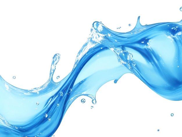 Blauwe water wervel splash met kleine bubbels geïsoleerd op witte achtergrond vloeistof ai gegenereerd