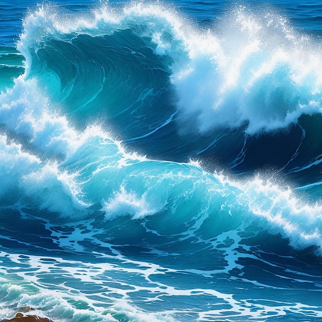 Blauwe watergolven die op de zee spatten AI gegenereerde kunst