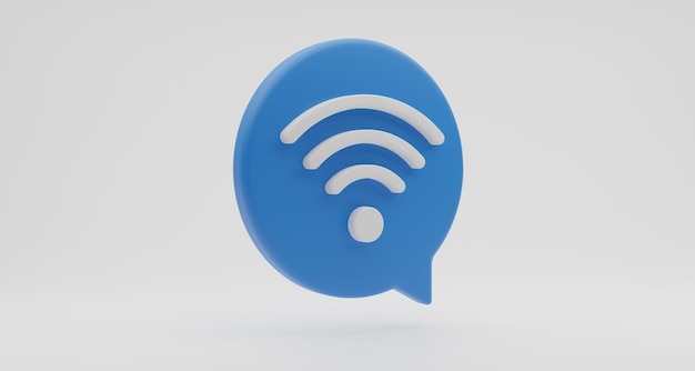 Blauwe website wifi pictogram 3D-rendering, netwerktechnologie draadloos internet communicatie computer