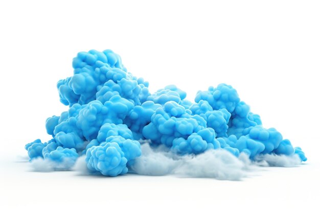 Blauwe wolken van plasticine op een witte achtergrond 3D-beeld