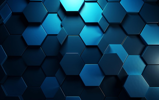 Blauwe zeshoek patroon 3D-rendering