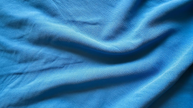 Blauwe zijden stof achtergrond Abstracte golvende textuur Blauwe stof doek polyester textuur en textiel