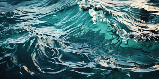 Blauwgroen water Rimpels Reflectie van licht Kleine golven Gradiënt Donkere blauwe kleur zeeoppervlak Achtergrond met ruimte voor ontwerp