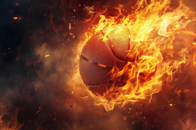 Blazing Basketball ball in fire Generate Ai