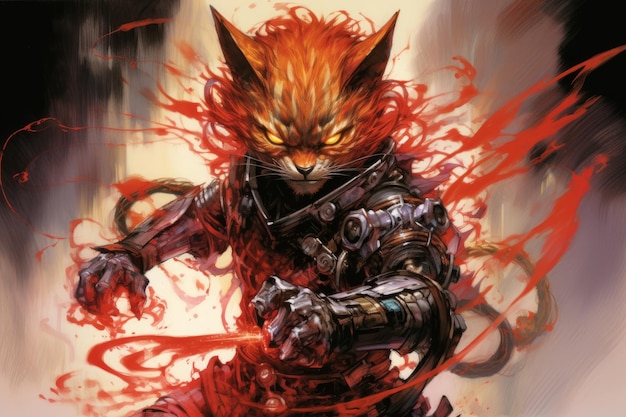 Blazing catboy cybersamurai begint aan digitale odyssee Generative AI