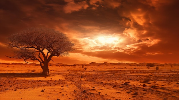 Foto il sole ardente pende nel cielo sopra l'africa