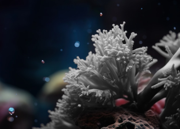 Фото Облеченный коралл, показывающий экологический кризис и неудачу экосистемы