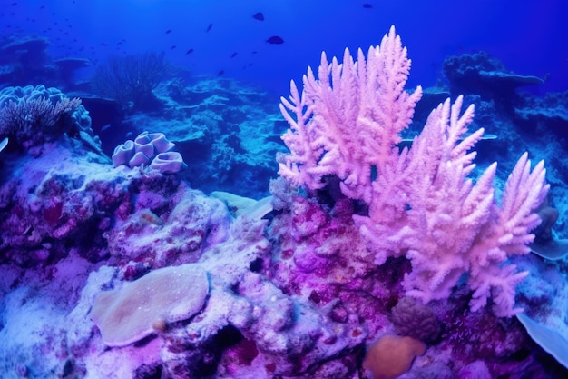 Фото Отбеленный коралл под ультрафиолетовым светом