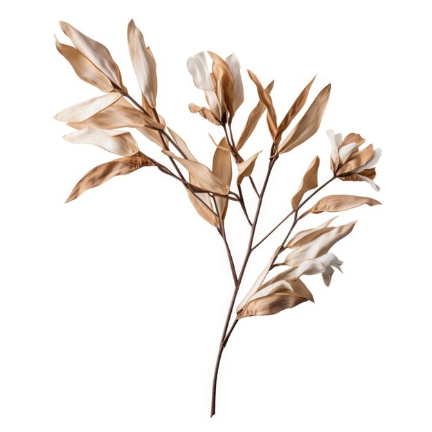 Bleached Ruscus dried flower isolated on white background Generative AI