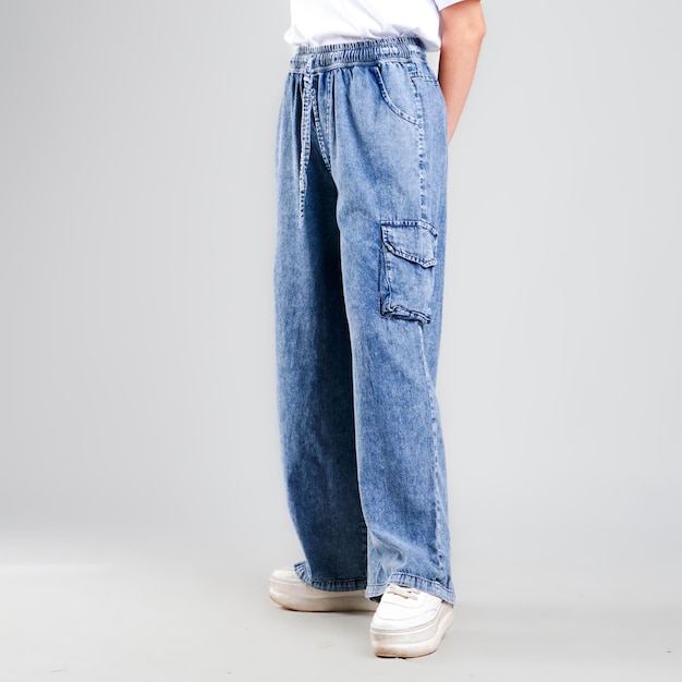 A blend of cool style and functionality This woman looks stunning in her long cargo pants exuding